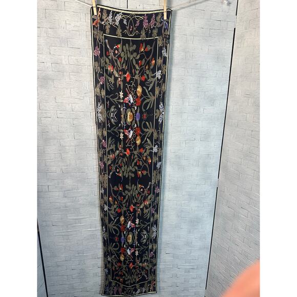 Rosenborg colorful, long silk scarf, dark academia, bohemian preppy feminine - Picture 2 of 10